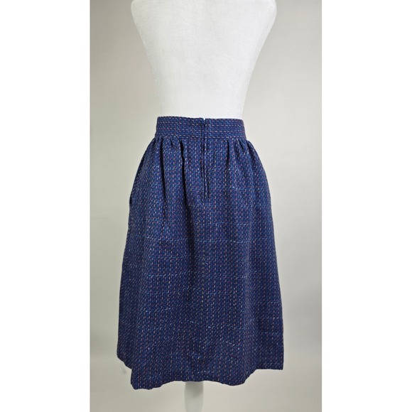 Norton McNaughton Vintage Blue Textured Zig Zag Pleated Midi Skirt Womens 10 - Picture 6 of 9